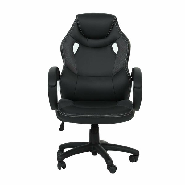 Kd Gabinetes 27 x 28 x 42-46 in. Faux Leather Office Chair - Black & Gray KD3143107